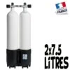 Bi-Bouteille De Plongée 2 X 7.5 Litres 230 Bars (Ø140mm) - Roth -Combinaisons Magasin bi bloc bouteille 2x75 litres 230 bars isolation roth